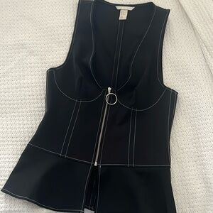 H&M Black Zip Up Corset Top Sz M, 8